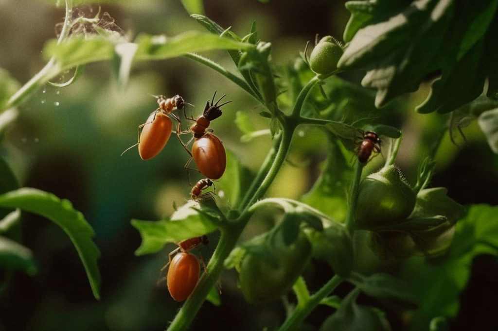 Tomatoes with a pest problem